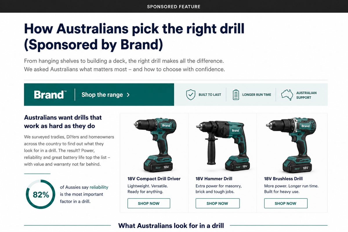Example sponsored feature article with banner